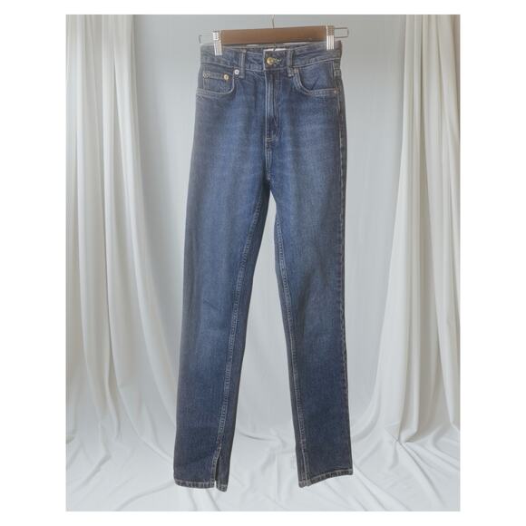 Zara Denim - Zara High Waist Split Leg Hem Skinny Blue Denim Jeans Women's Size 2